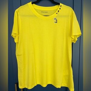 Marc Cain Vibrant Yellow Sports Tee. Size 14. Embellishment on front.